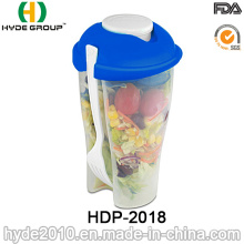 Reusable Plastic Salad Container Shaker Cup with Fork (HDP-2018)